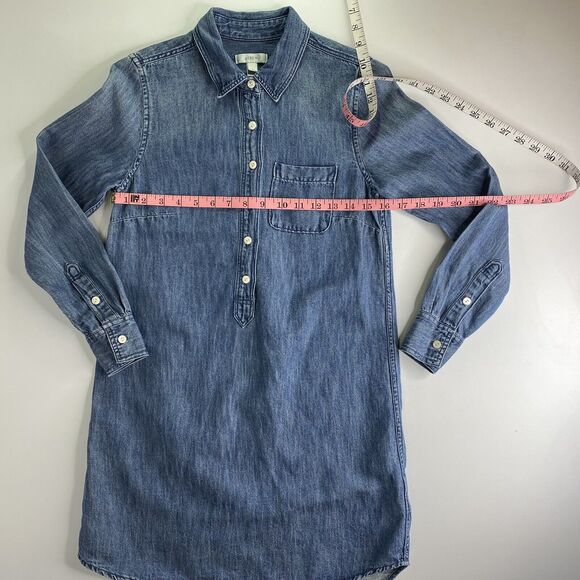 J Crew Tunic Dress Womens Size 0 Denim Chambray ASO Pretty Little Liars Preppy - Picture 9 of 12